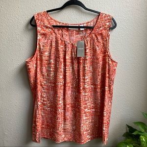 Chico’s|Top|Coral Abstract|Size 3 Equivalent To XL/16